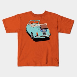 With vintage car, journey, Road Trip, Mint color car Kids T-Shirt